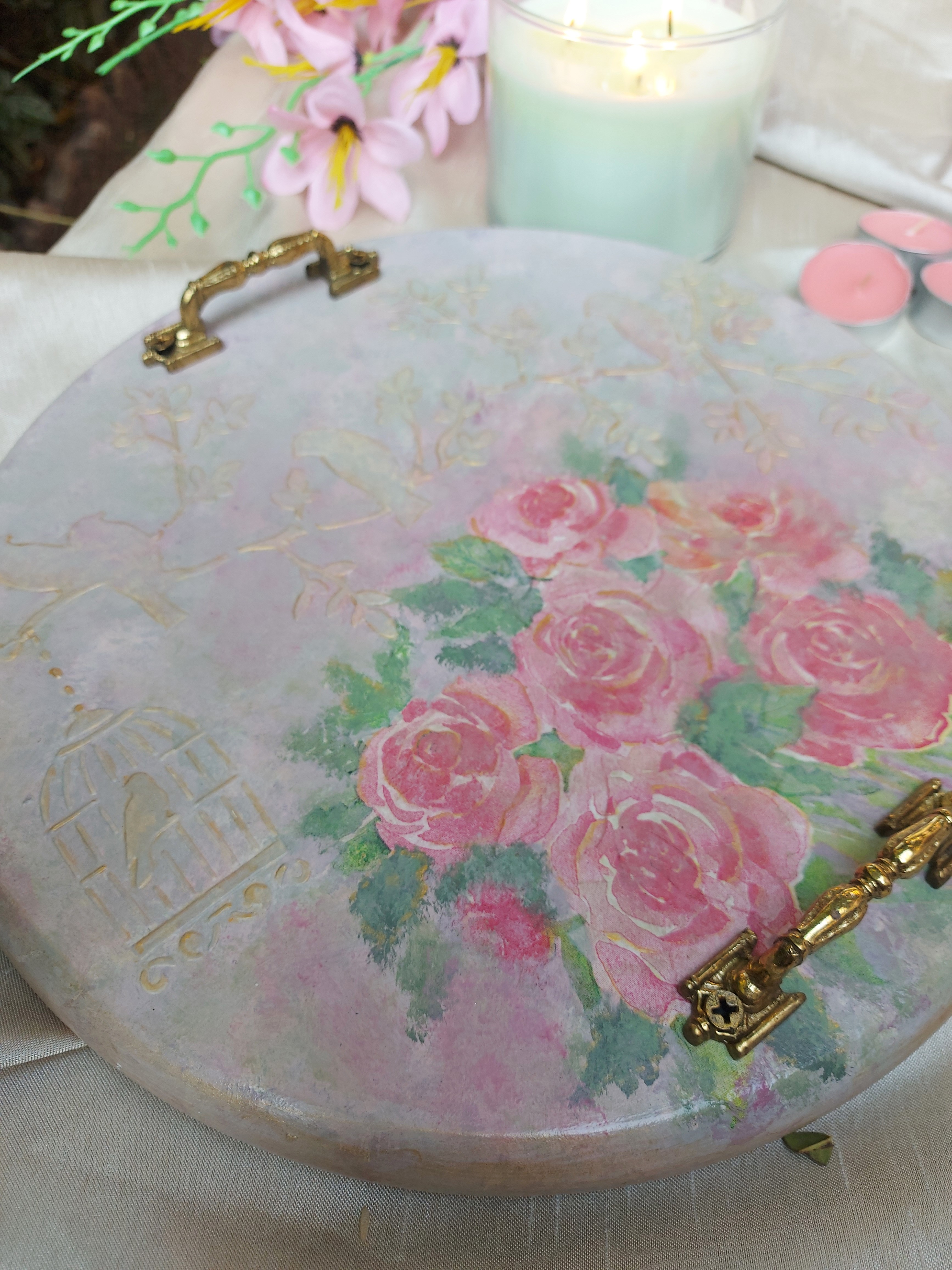 Frosted Rose Platter