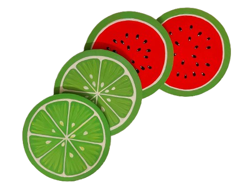 Fruitpop Edition- Set of 4 Watermelon and Lime Coasters