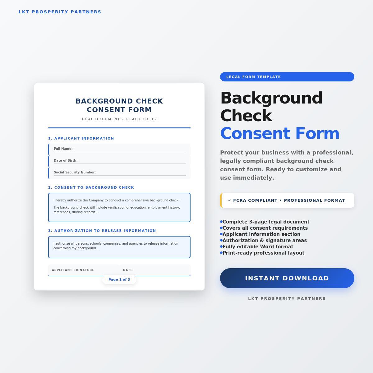 Background Check Consent Form