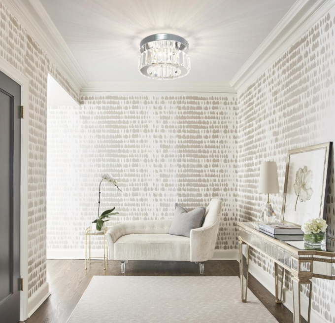 Mini Size Crystal Chandelier Dimmable Modern Crystal Chandeliers LED Flush Mount Ceiling Light Fixtures Crystal Pendant Lighting Crystal Lamp for Bedrooms Kitchen Hallway Foyer