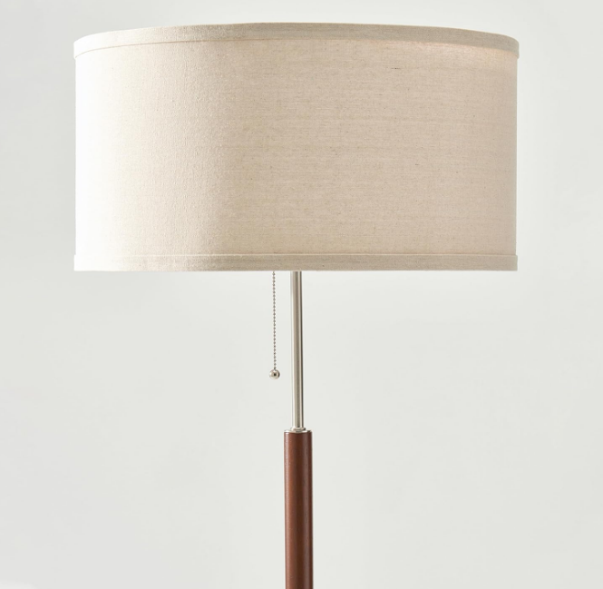Floor Lamp, Drum Shade Tall Lamp with Walnut Wood Finish, Great Living Room Décor, Mid-Century Lamp for Living Rooms & Offices, Mid Century Modern Lamp for Bedroom