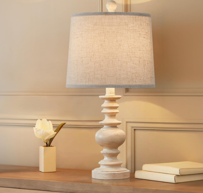 Resin 20.5" Farmhouse Lamps for Bedrooms Retro Side Table Lamps Bedside Lamp for Side Nightstand Living Room,Suitable for Decorating Small Areas（1 Pack）