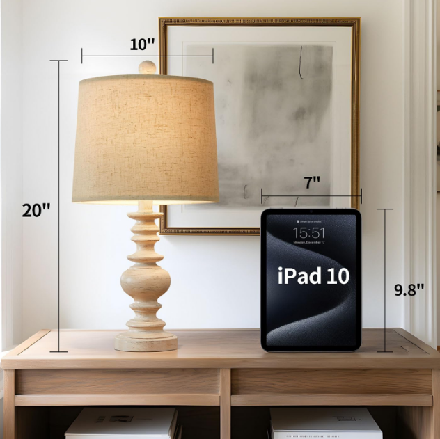 Resin 20.5" Farmhouse Lamps for Bedrooms Retro Side Table Lamps Bedside Lamp for Side Nightstand Living Room,Suitable for Decorating Small Areas（1 Pack）