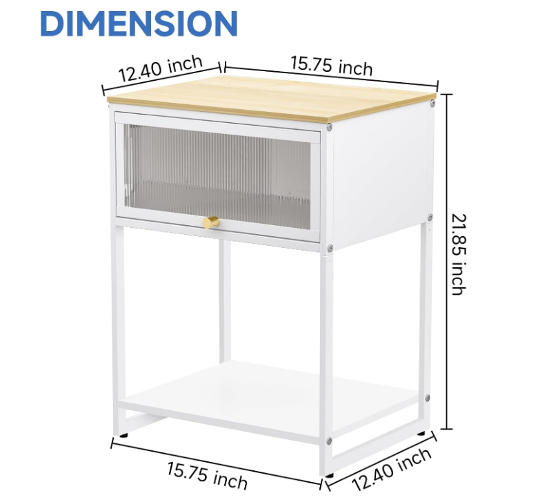 Nightstand, End Table with Cute Storage for Bedroom Furniture,Bed Side Table for Kids Nightstand,Bedside Table for Girls Bedroom Furniture,Living Room,Dorm,White