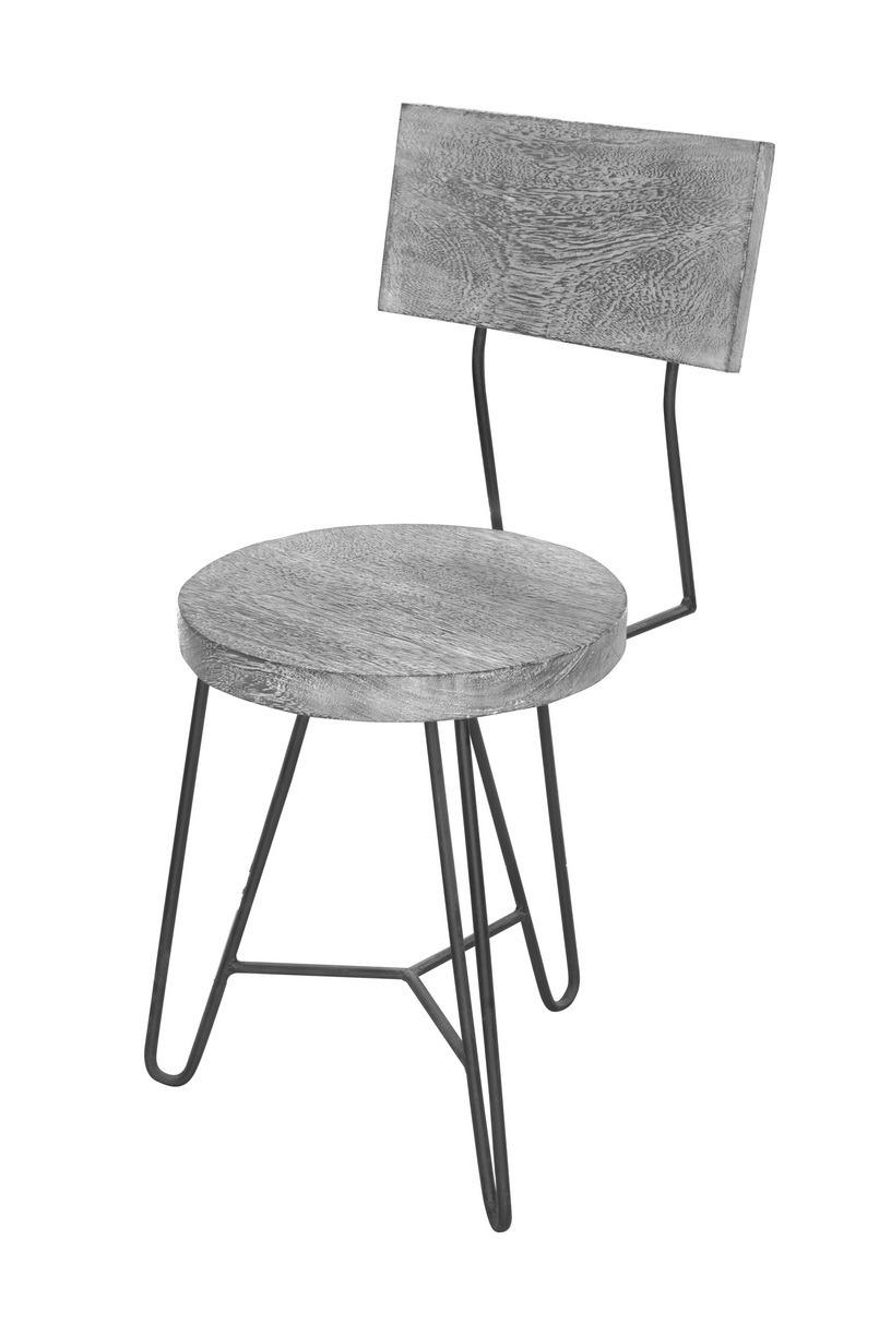 Kursi Kayu-Dudukan Bulat Abu Sandaran Persegi