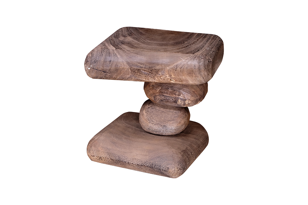Stool Kayu-Model Tumpukan Batu