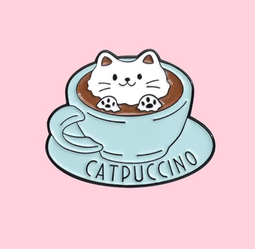 Metalinis pin ženklelis "Catpuccino"