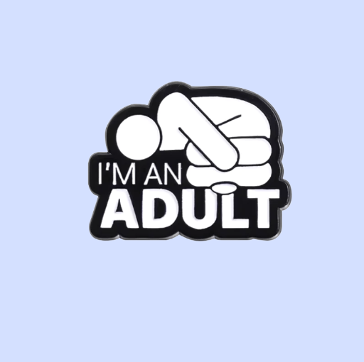 Metalinis pin ženklelis "I'm an adult"