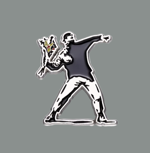 Metalinis pin ženklelis "Man throwing flowers"