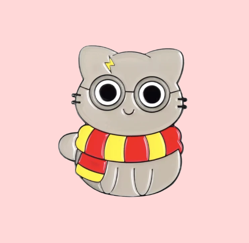 Metalinis pin ženklelis "HP cat"