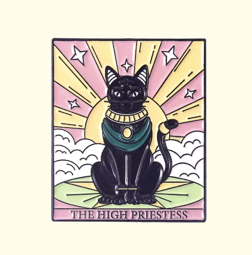 Metalinis pin ženklelis "Taro card the high priestess"
