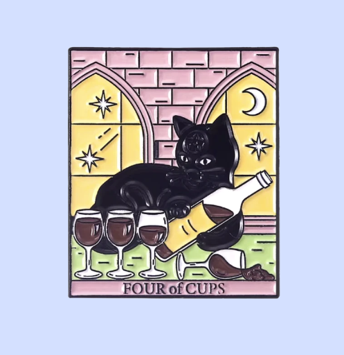 Metalinis pin ženklelis "Taro card four of cups"