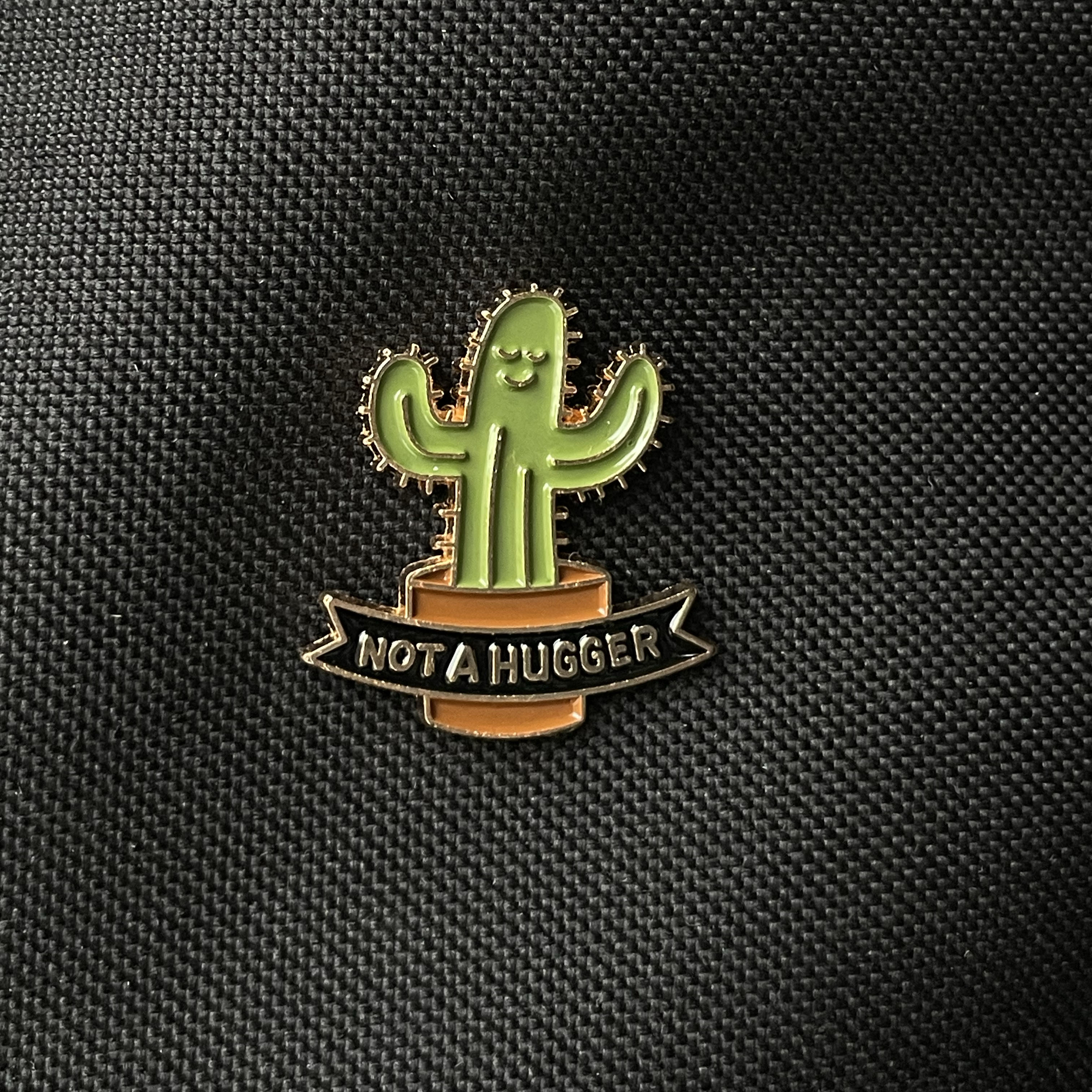 Metalinis pin ženklelis "Not a hugger"