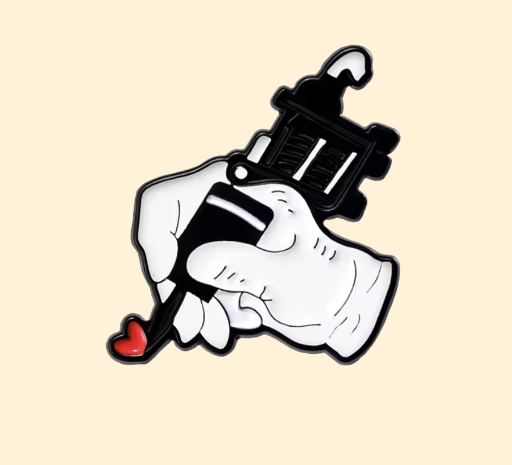 Metalinis pin ženklelis "Tattoo gun"