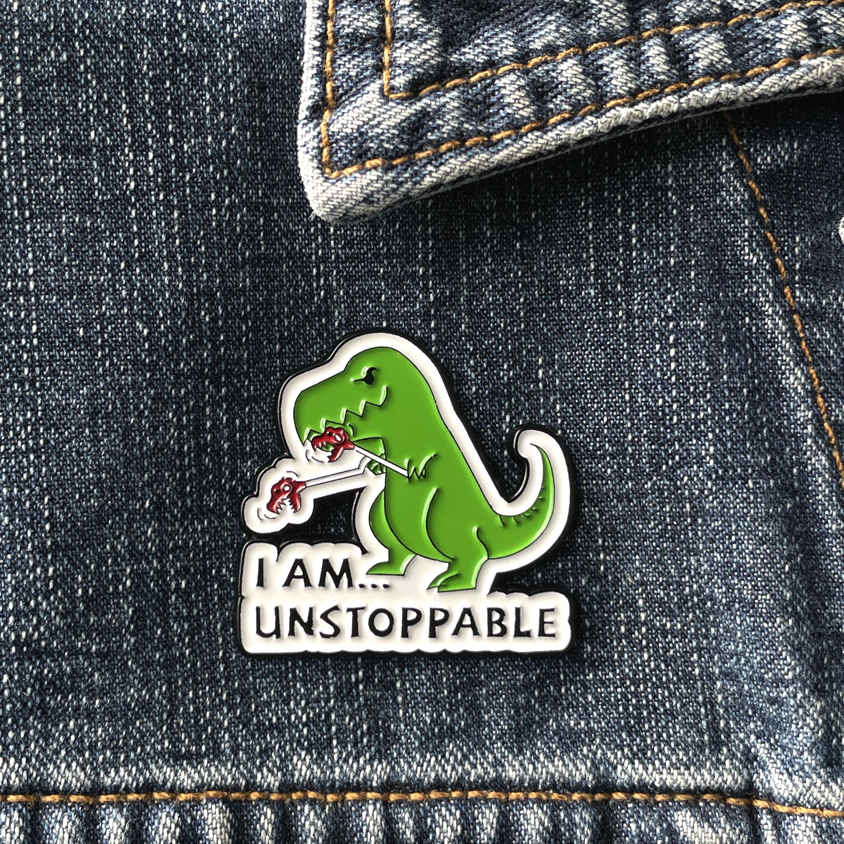 Metalinis pin ženklelis "Unstoppable T-rex"