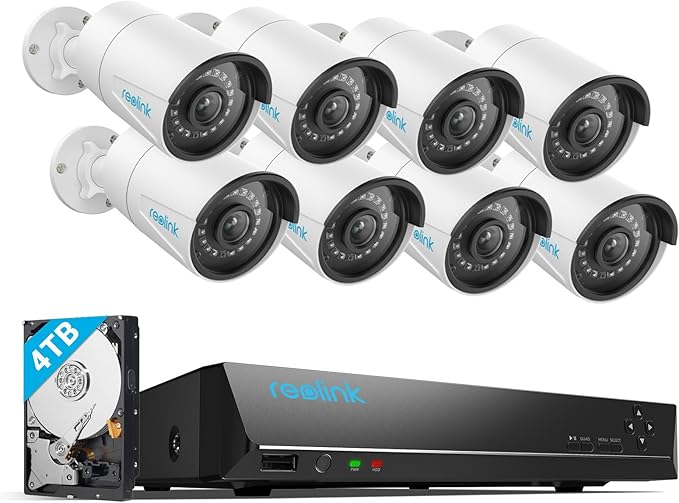 REOLINK 16CH 5MP Security Camera System, 8pcs Wired 5MP PoE Cameras