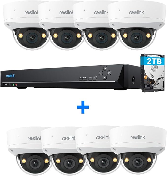 REOLINK 16CH 5MP Security Camera System, 8pcs Wired 5MP PoE Cameras