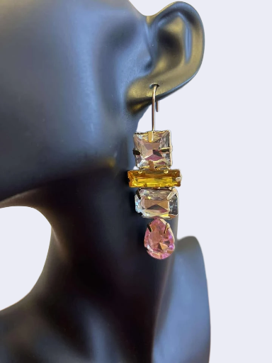 Elegantiški auskarai su spalvotais kristalais