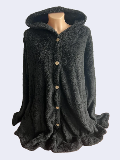 Pūkuotas megztinis su gobtuvu