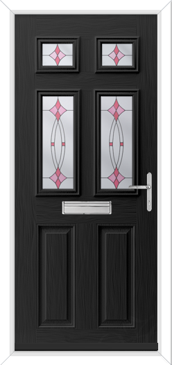 Black Composite Door with Pink Pattern Glass