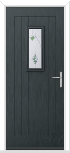 Black Composite Door with Green Glass