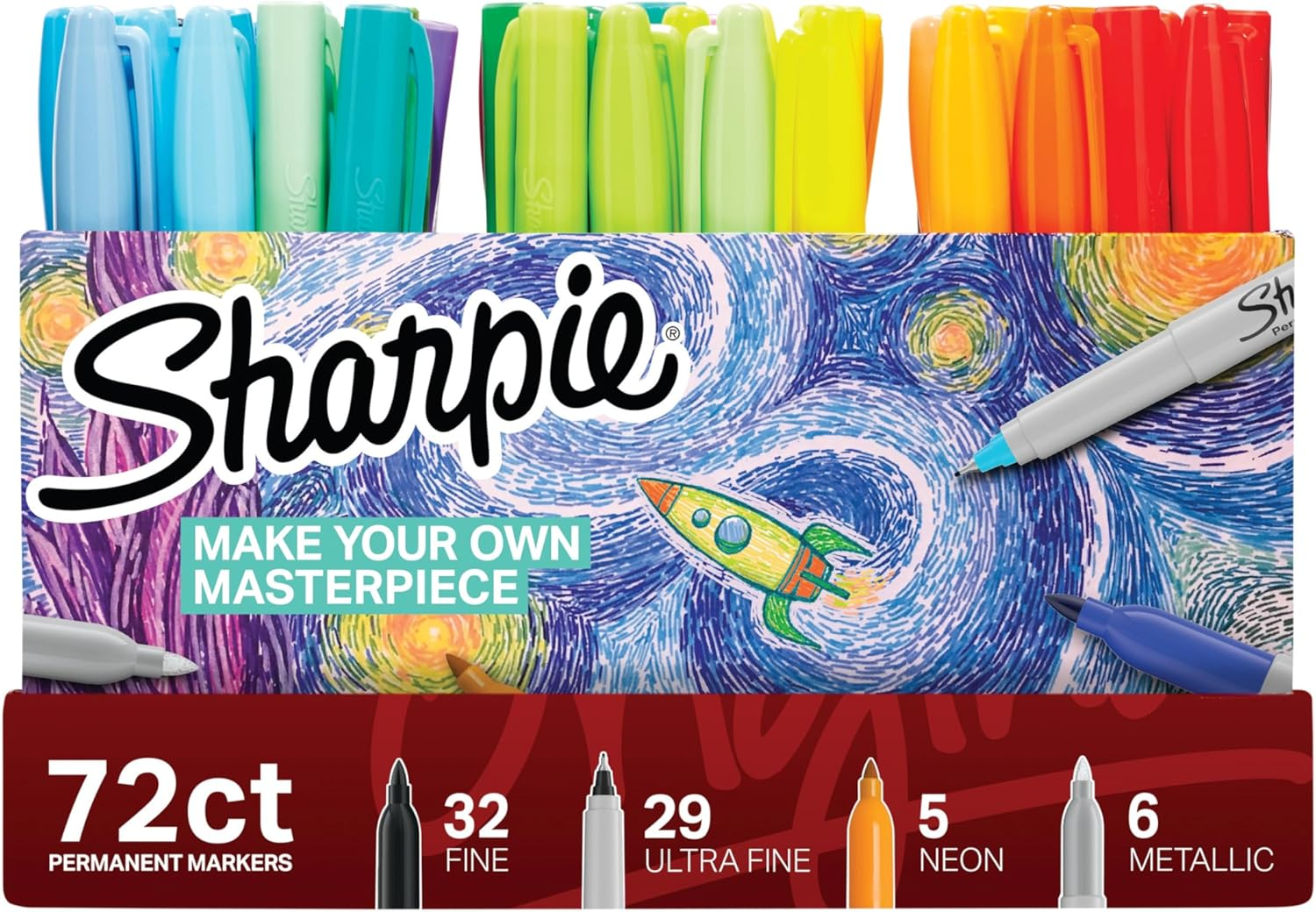 SHARPIE PERMANENT MARKERS ULTIMATE COLLECTION, ULTRA FINE AND FINE TIP MARKERS, GREAT FOR TEACHER AND CLASSROOM SUPPLIES, ART SUPPLIES, BULK MARKER SET, ASSORTED COLORS, 72 COUNT