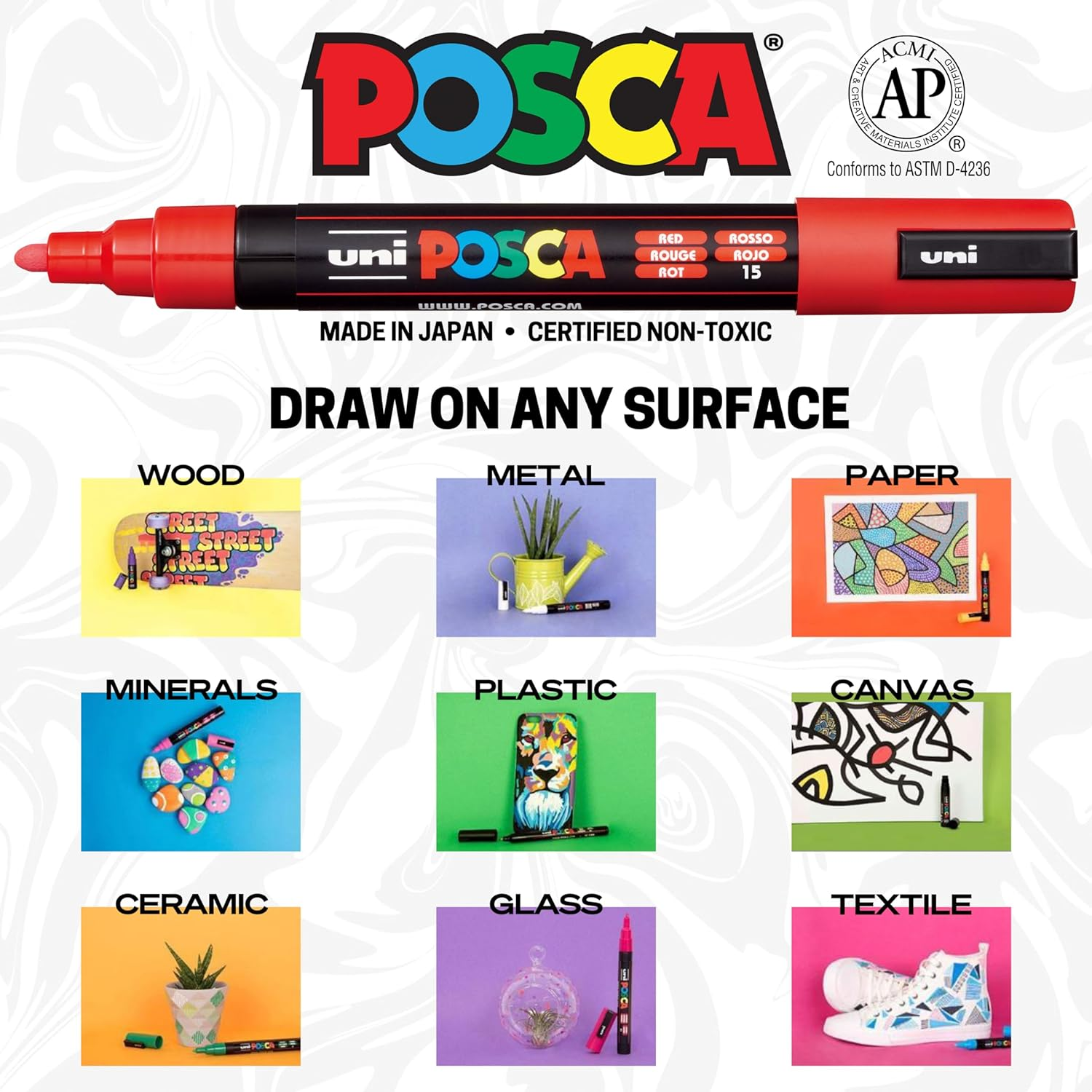 15 POSCA PAINT MARKERS, 5M MEDIUM POSCA MARKERS SET WITH REVERSIBLE TIPS OF ACRYLIC PAINT PENS | POSCA PENS FOR ART SUPPLIES, FABRIC PAINT, FABRIC MARKERS, PAINT PEN, ART MARKERS