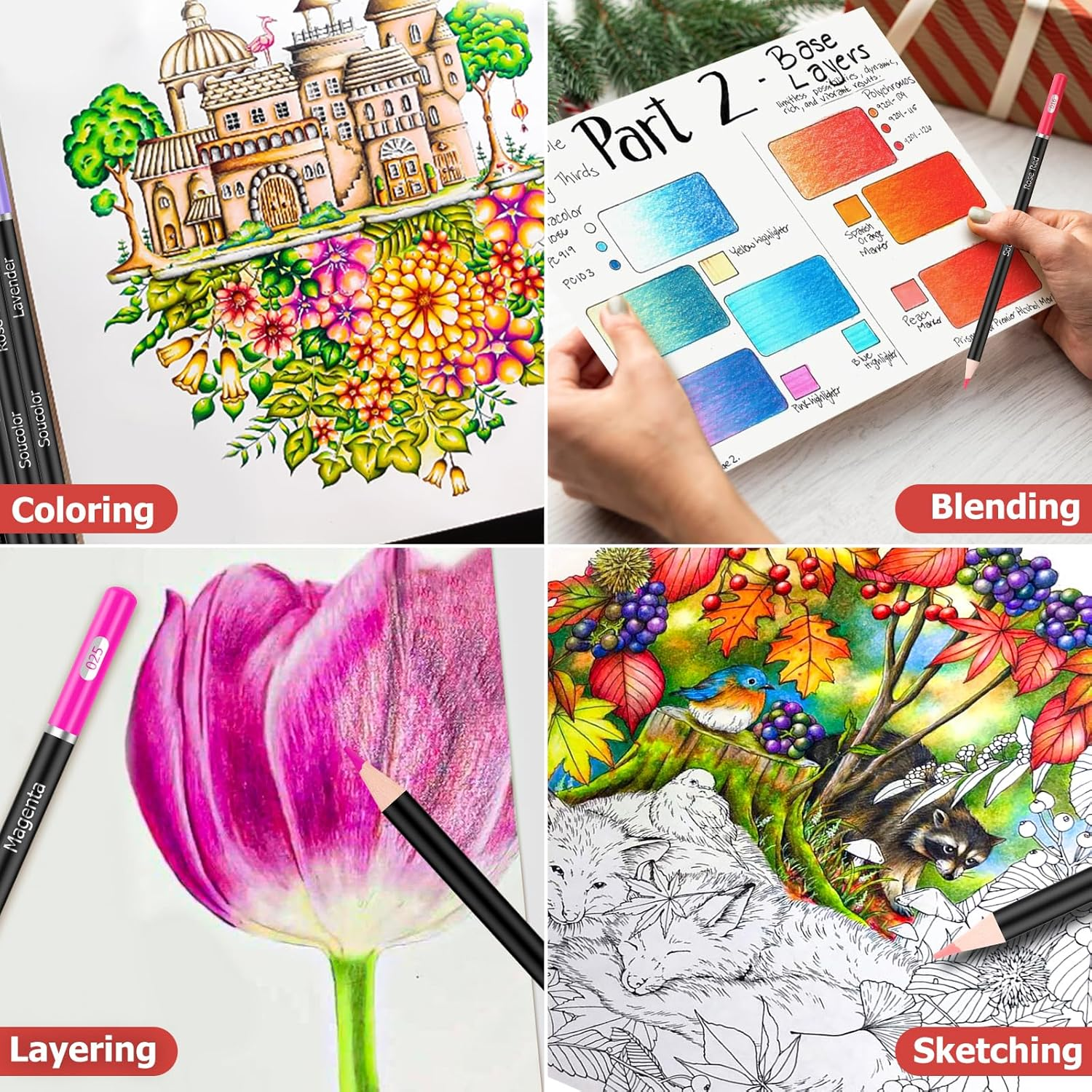 SOUCOLOR 72-COLOR COLORED PENCILS FOR ADULT COLORING BOOKS, BACK TO SCHOOL SUPPLIES, SOFT CORE ARTIST SKETCHING DRAWING PENCILS DRAWING SUPPLIES, ART SUPPLIES KIT FOR ADULTS KIDS, COLORING PENCILS SET
