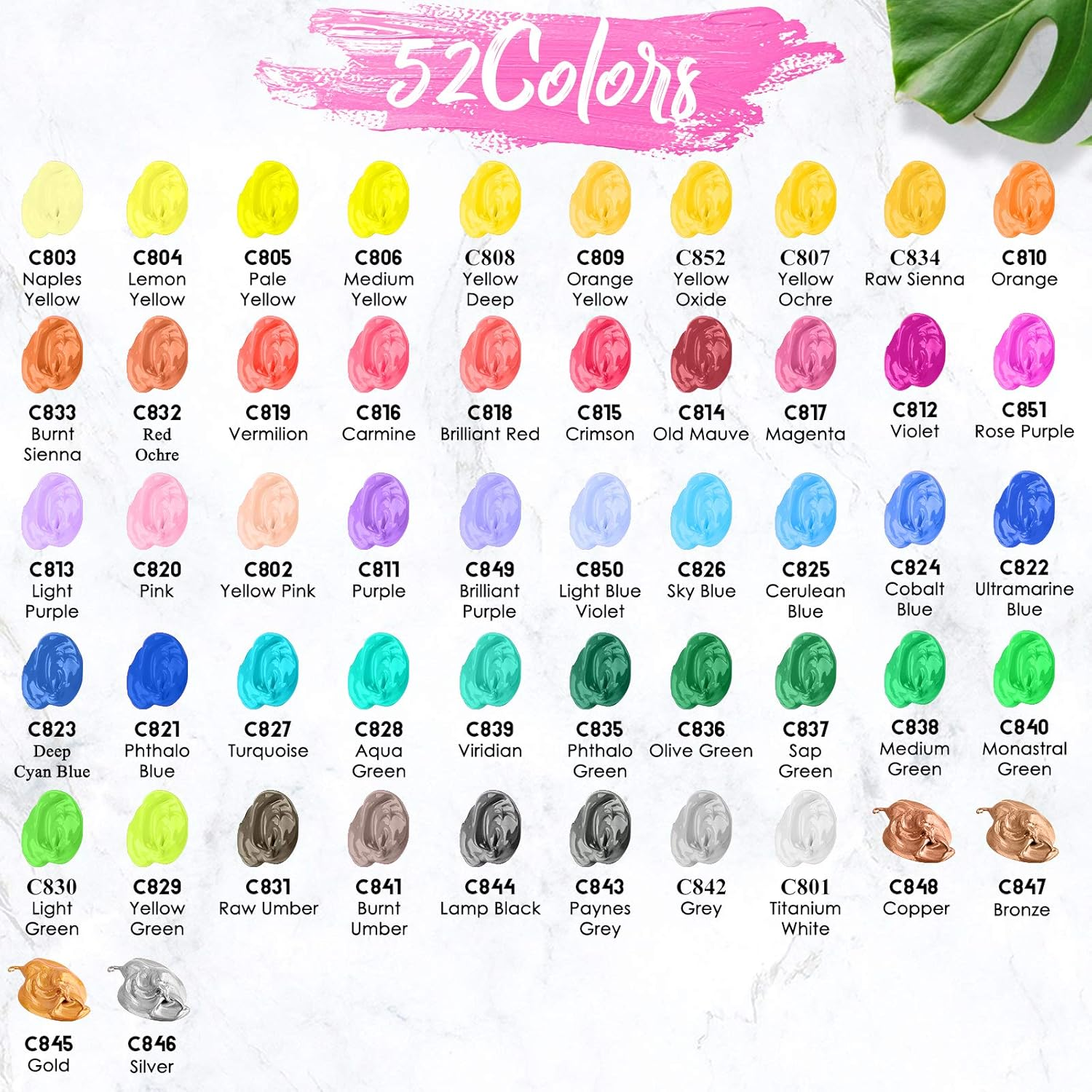 CALIART ACRYLIC PAINT SET WITH 4 BRUSHES, 52 COLORS (59ML, 2OZ) ART CRAFT PAINTS FOR ARTISTS KIDS STUDENTS BEGINNERS & PAINTERS, CANVAS HALLOWEEN PUMPKIN CERAMIC WOOD ROCK PAINTING ART SUPPLIES KIT