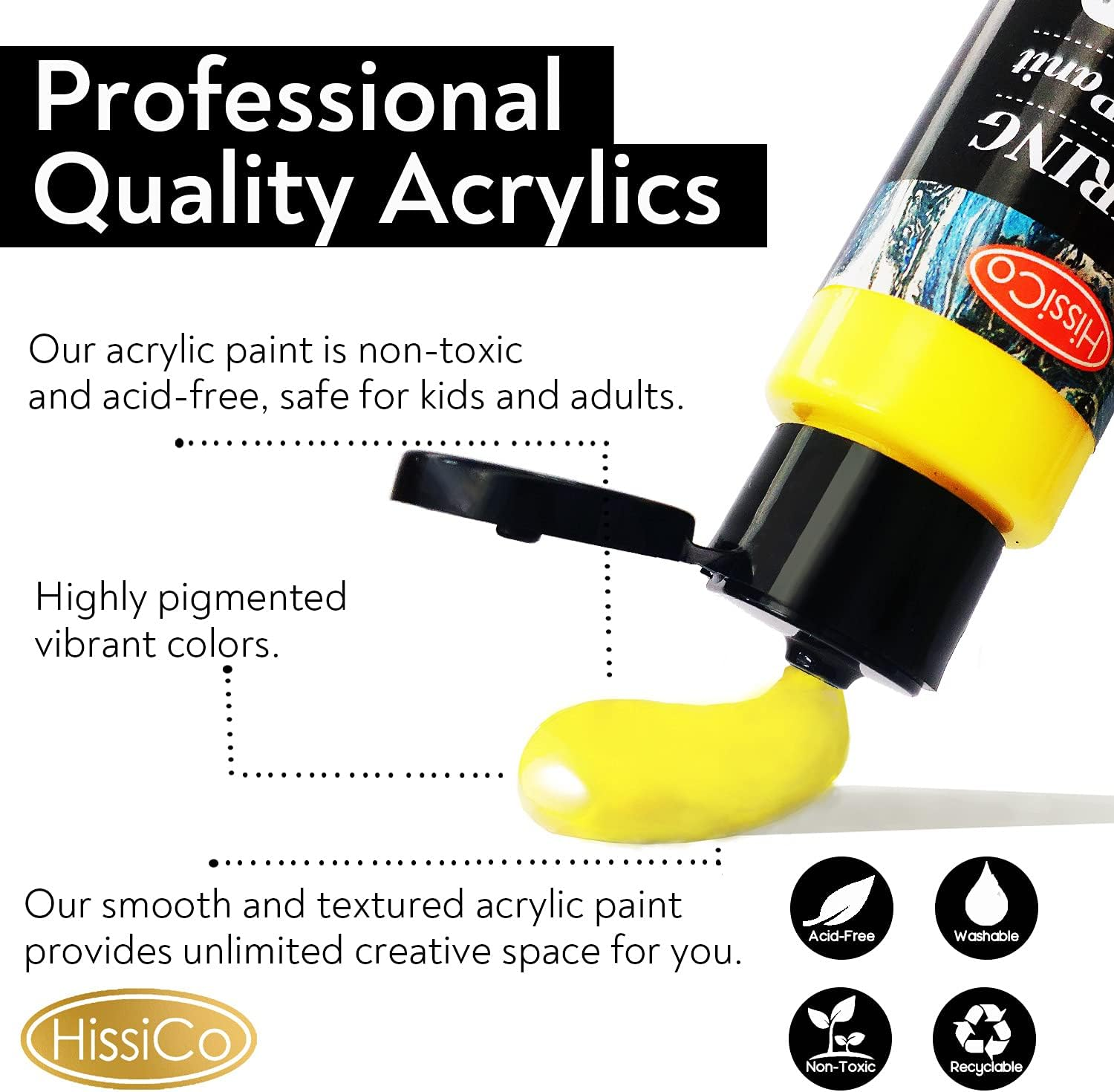 ACRYLIC PAINT SET OF 36 COLORS 2FL OZ 60ML BOTTLES, NON TOXIC 36 COLORS ACRYLIC PAINT NO FADING RICH PIGMENT FOR KIDS ADULTS ARTISTS CANVAS CRAFTS WOOD PAINTING
