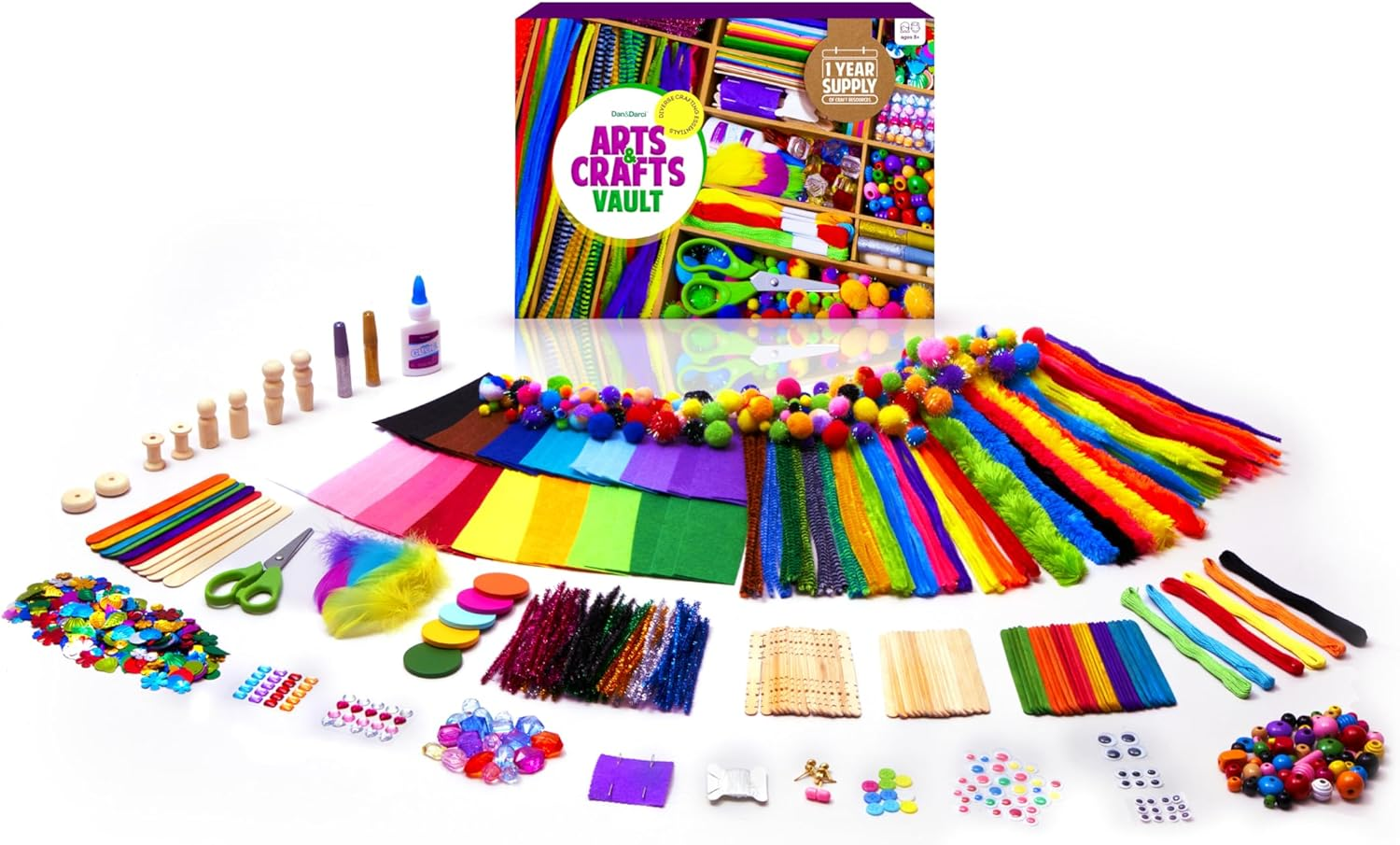 DAN&DARCI ARTS AND CRAFTS VAULT - CRAFT SUPPLIES KIT IN A BOX FOR KIDS AGES 4 5 6 7 8 9 10 11 & 12 YEAR OLD GIRLS & BOYS - CRAFTING SET KITS - EASTER GIFT IDEAS FOR KIDS ART ACTIVITY GIFTS