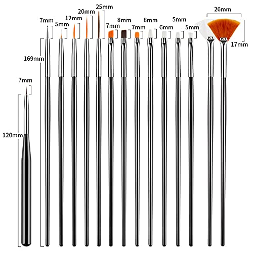 ARTDONE 31PCS NAIL ART BRUSHES, NAIL ART TOOL SET, NAIL DOTTING TOOLS, NAIL DUST BRUSH, STRIPING NAIL ART BRUSHES FOR LONG LINES, NAIL DRAWING PEN FOR NAIL DESIGN