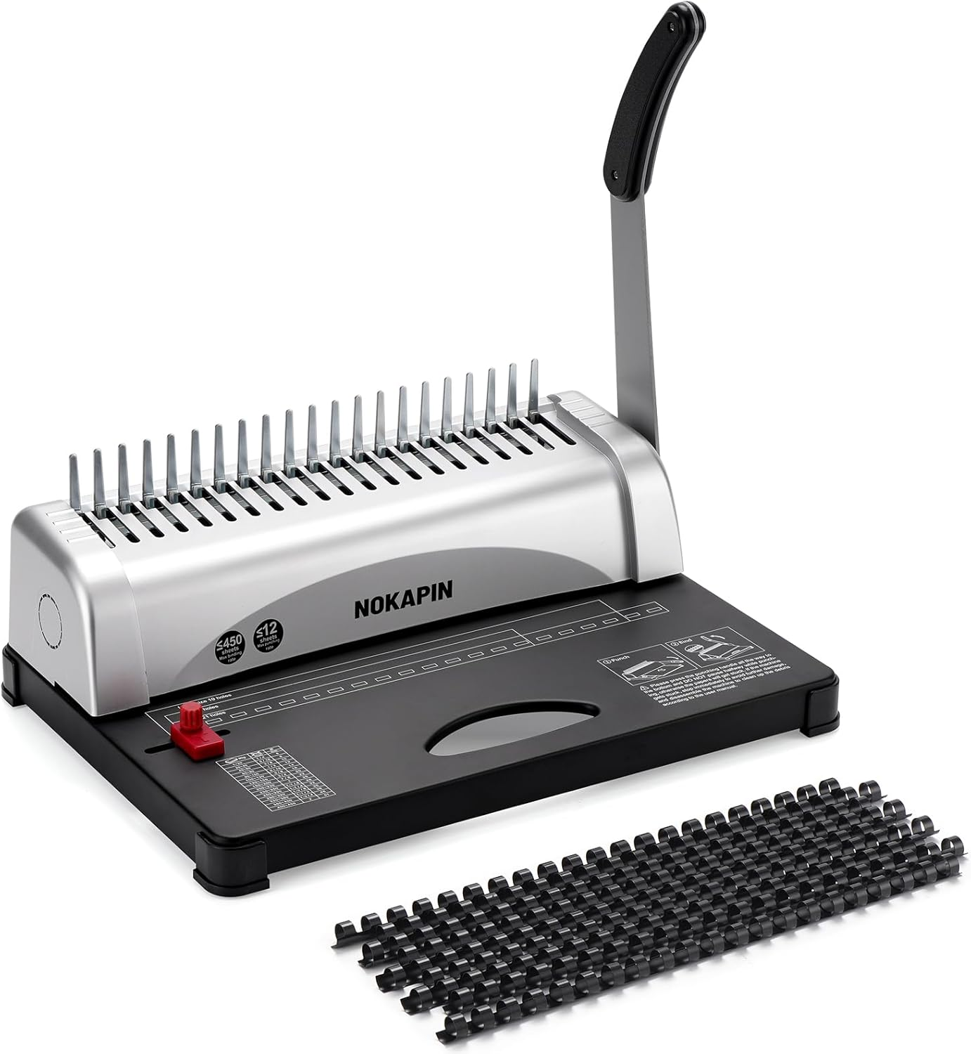 BINDING MACHINE, BOOK BINDER MACHINE 21-HOLES, 450 SHEETS, COMB BINDING MACHINE WITH STARTER KIT 100 PCS 3/8'' COMB BINDING SPINES, SPIRAL BINDING MACHINE FOR LETTER SIZE, A4, A5 OR SMALLER SIZES
