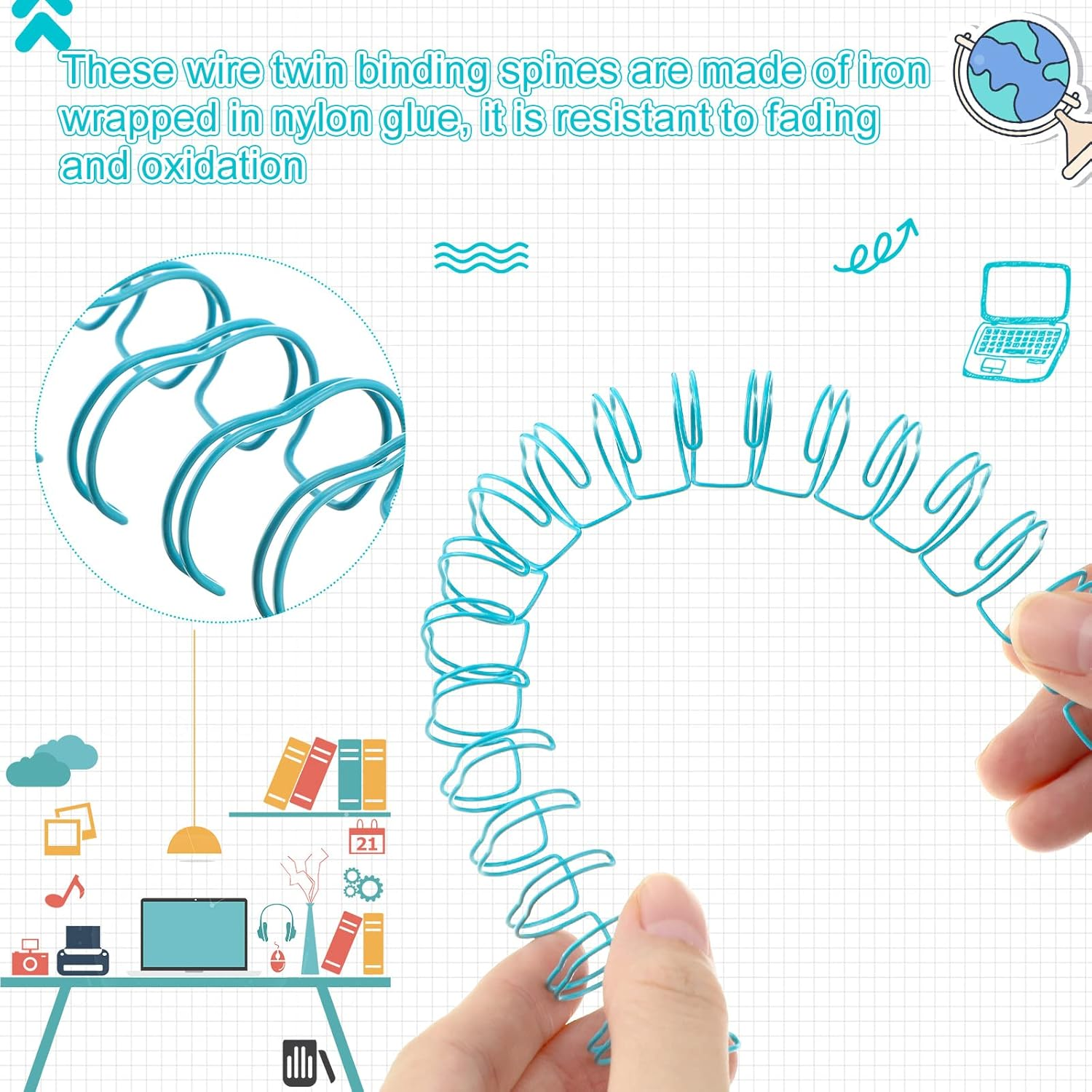 CHENGU 20 PCS CINCH WIRE BINDING WIRE TWIN BINDING SPINES TWIN LOOP WIRE BINDING SPINES DOUBLE BINDING RING COIL FOR DOCUMENT NOTEBOOK FILE MAKING (9/16 INCH, FRESH COLORS)