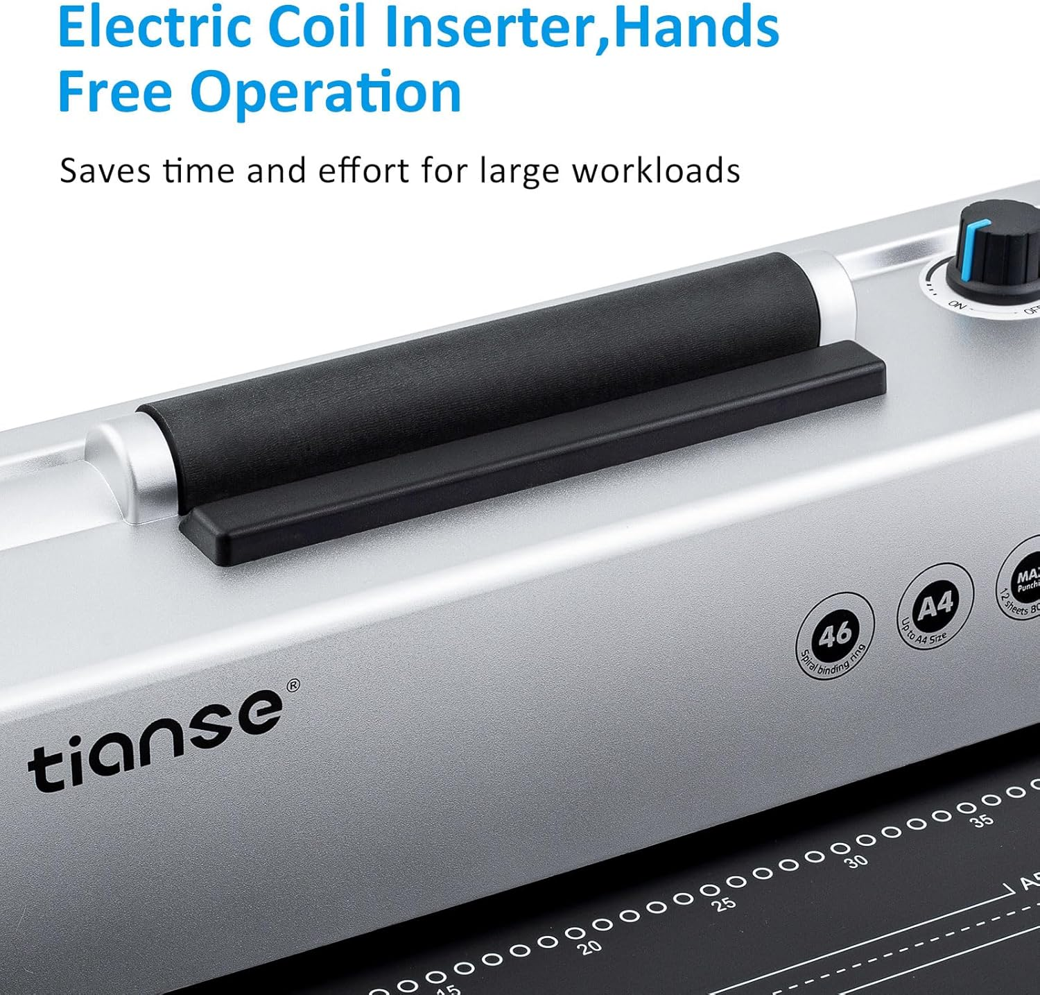 TIANSE BINDING MACHINE, SPIRAL COIL BINDER MACHINE, MANUAL BOOK MAKER PUNCH BINDER WITH ELECTRIC COIL INSERTER, SUIT FOR LETTER SIZE / A4 / A5 WITH 100PCS 5/16'' PLASTIC COIL BINDING SPINES & PLIER