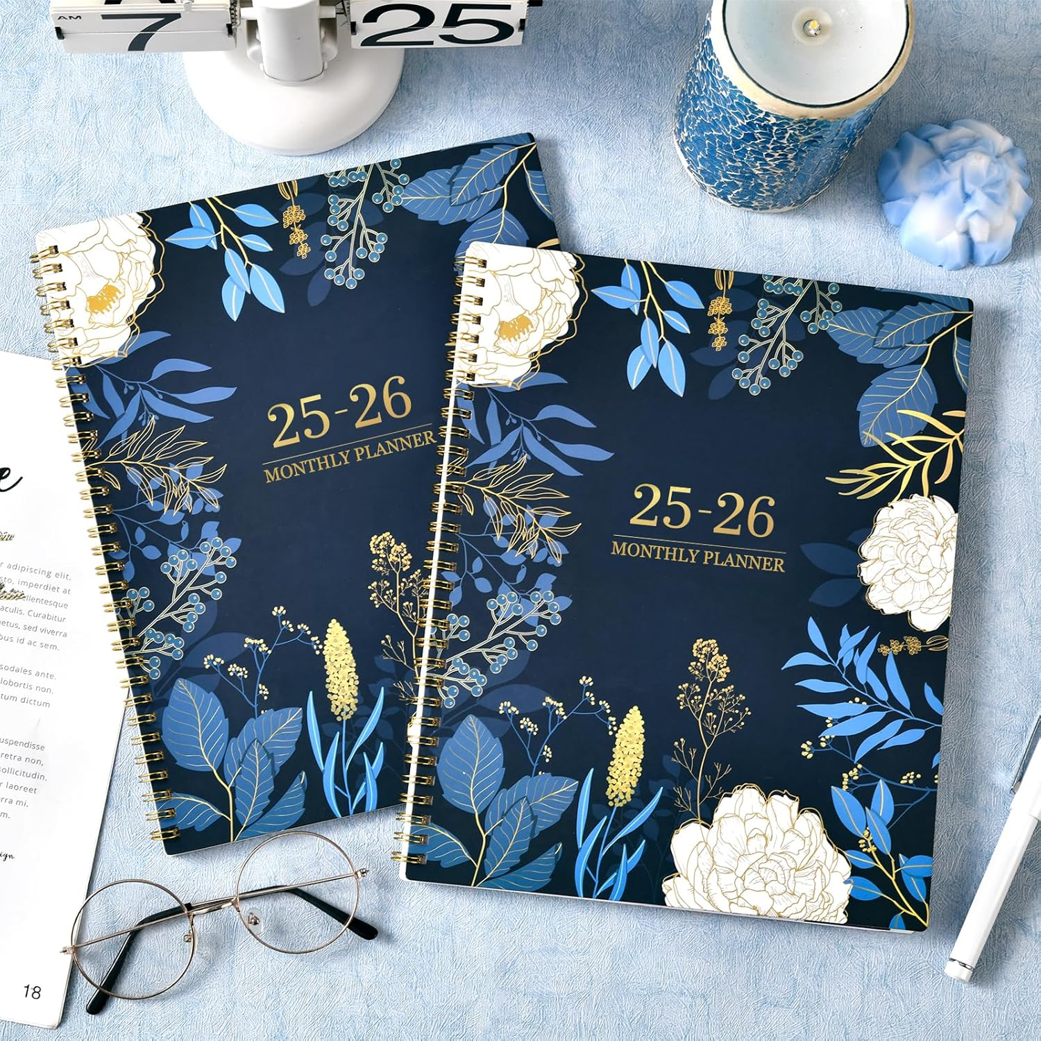 2025-2026 MONTHLY PLANNER - 2 YEAR MONTHLY PLANNER/CALENDAR 2025-2026, 11" x 9", JAN 2025 - DEC 2026, 24 MONTHLY PLANNER, TABS, BACK POCKET, HOLIDAYS, TWIN-WIRE BINDING, NOTE PAGES