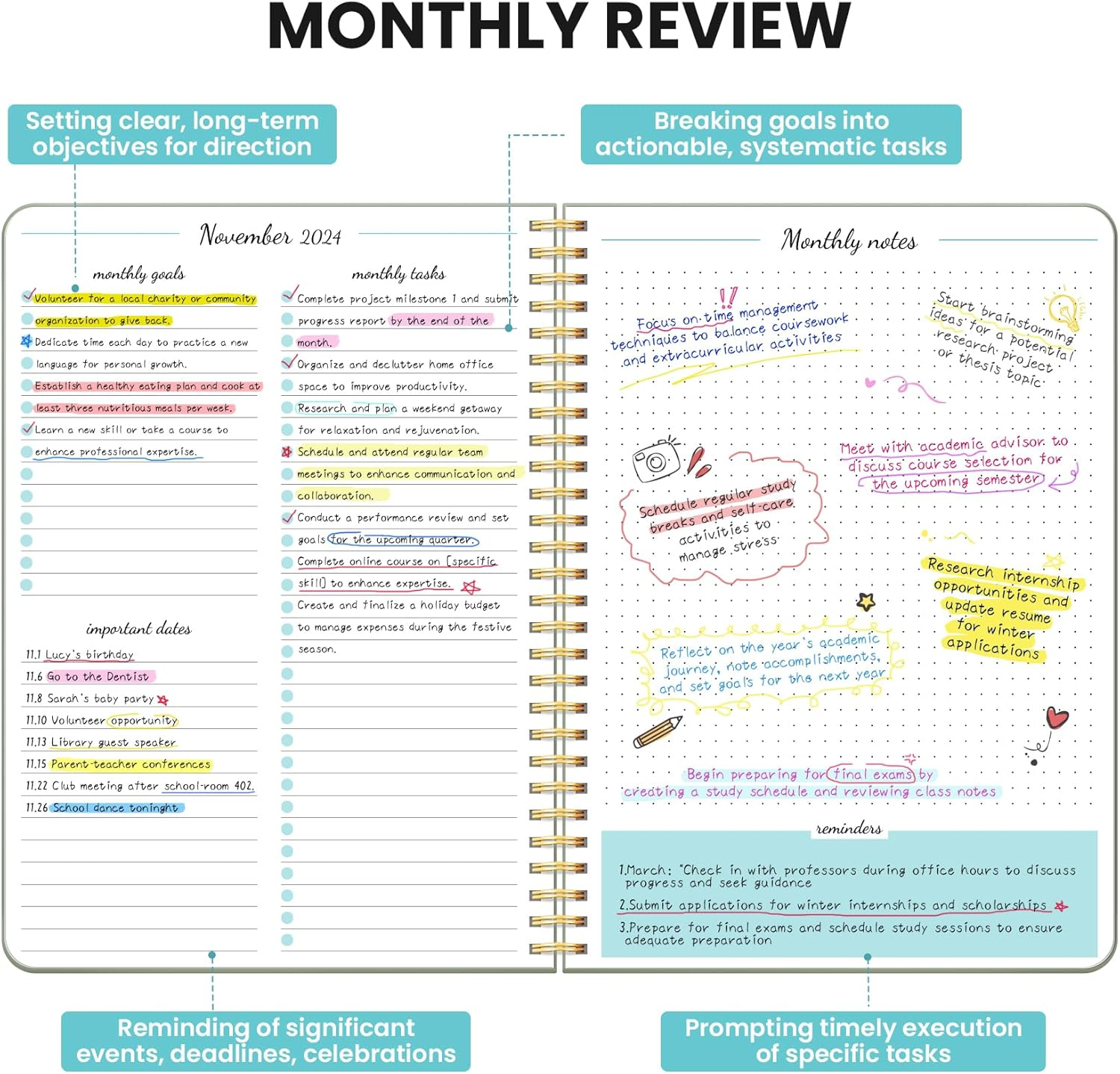 MONTHLY PLANNER 2024-2025, 2024 CALENDAR 18 MONTHS PLANNER, JUL 2024 - DEC 2025, 7.4" x 9.6", 2024 PLANNER SPIRAL BOUND, PERFECT FOR SCHOOL & OFFICE - 24.7-25.12 - GREEN