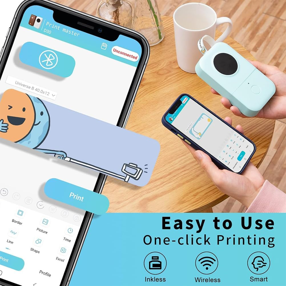 PHOMEMO D30 LABEL MAKER MACHINE, PORTABLE BLUETOOTH MINI LABEL PRINTER, SMART PHONE HANDHELD THERMAL STICKER SMALL LABELER MULTIPLE TEMPLATES FONT ICON INKLESS FOR HOME OFFICE