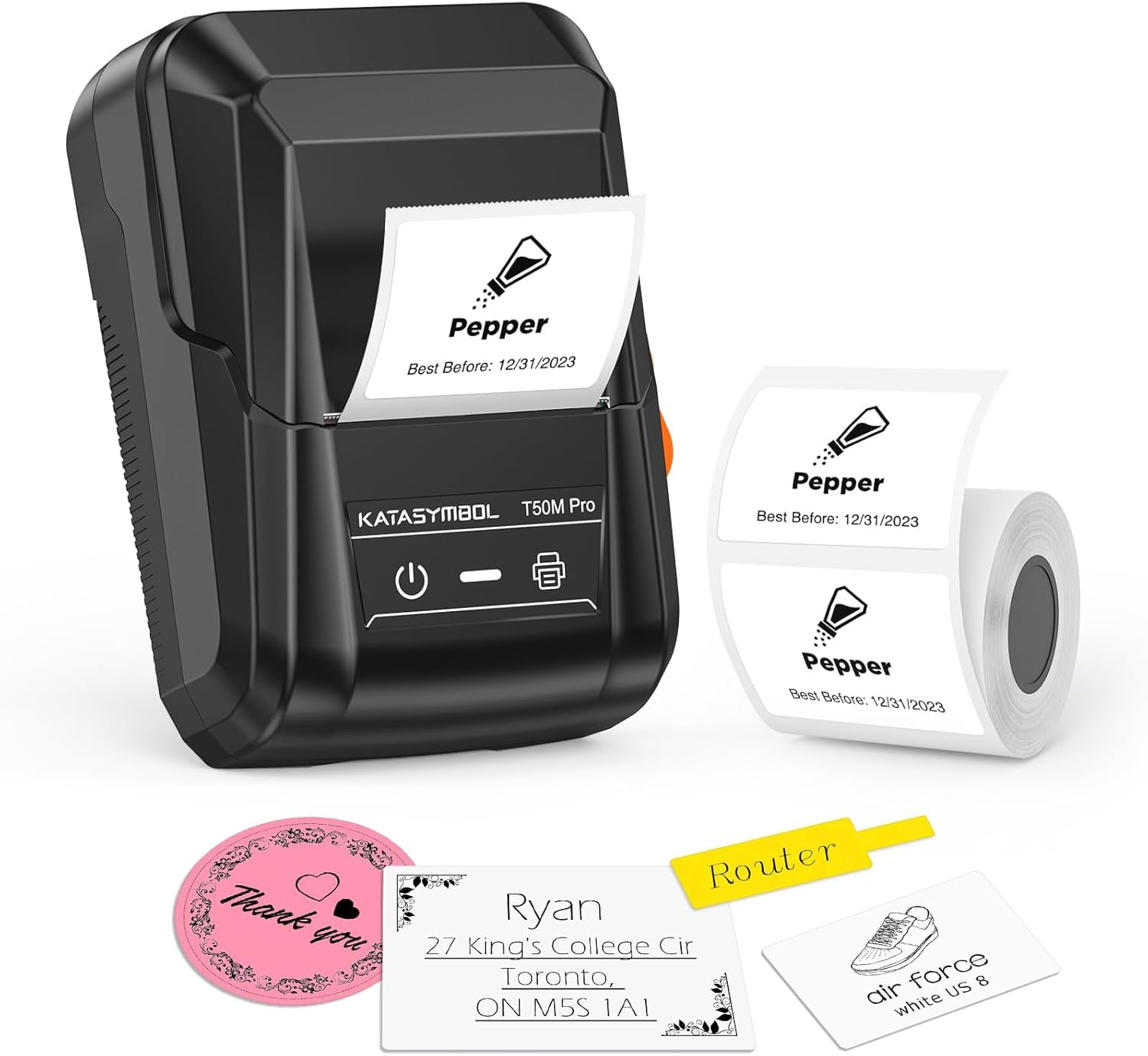 SUPVAN T50M PRO BLUETOOTH LABEL MAKER MACHINE WITH TAPE, WIDE WATERPROOF LABEL, VERSATILE APP WITH 40 FONTS AND 450+ ICONS, INKLESS LABELER FOR HOME, KITCHEN, SCHOOL, OFFICE ORGANIZATION
