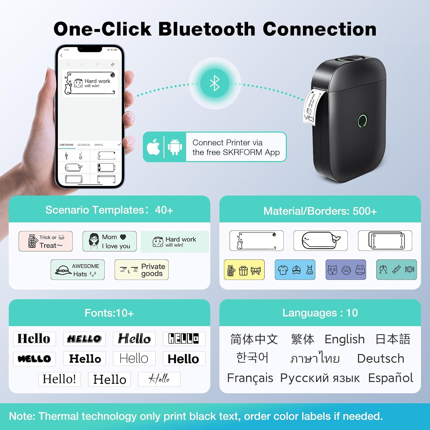 LABEL MAKER MACHINE WITH TAPE, D11 PRO BLUETOOTH LABEL PRINTER, MINI LABEL MAKERS WITH MULTIPLE TEMPLATES, SMALL STICKER MAKER MACHINE FOR ORGANIZING STORAGE OFFICE HOME