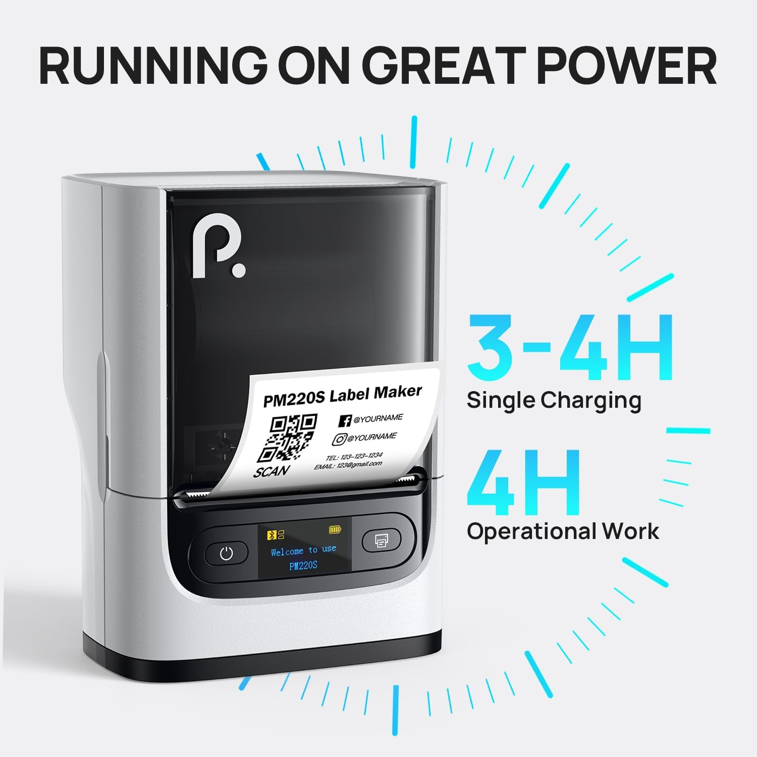 POLONO PM220S LABEL MAKER MACHINE WITH TAPE, 2 INCH BLUETOOTH PORTABLE THERMAL LABEL PRINTER FOR SMALL BUSINESS, OFFICE, HOME, ADDRESS, LOGO LABEL, STICKER PRINTER FOR PHONE/TABLET/PC