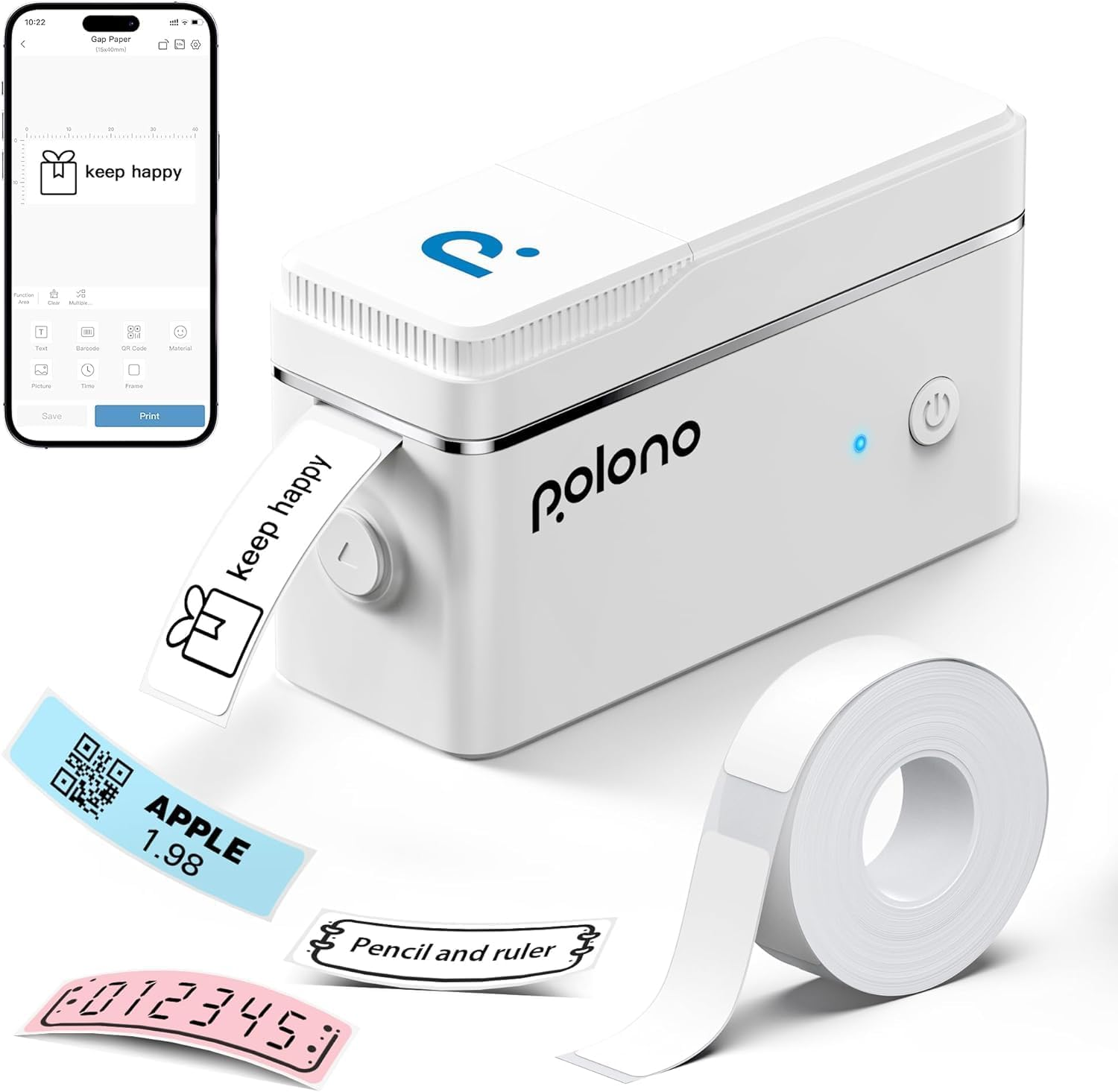 POLONO P31S LABEL MAKER MACHINE WITH TAPE, PORTABLE THERMAL PRINTER, PORTABLE BLUETOOTH LABEL PRINTER FOR ORGANIZING STORAGE OFFICE HOME, STICKER MAKER MINI LABEL MAKER WITH MULTIPLE TEMPLATES