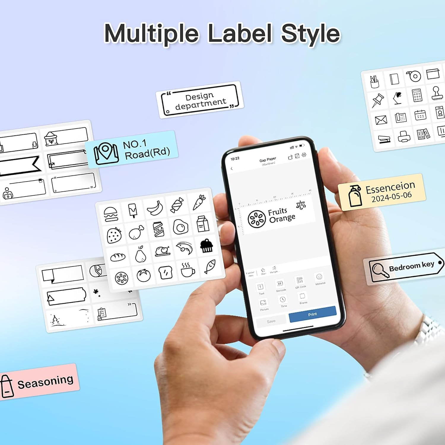 POLONO P31S LABEL MAKER MACHINE WITH TAPE, PORTABLE THERMAL PRINTER, PORTABLE BLUETOOTH LABEL PRINTER FOR ORGANIZING STORAGE OFFICE HOME, STICKER MAKER MINI LABEL MAKER WITH MULTIPLE TEMPLATES