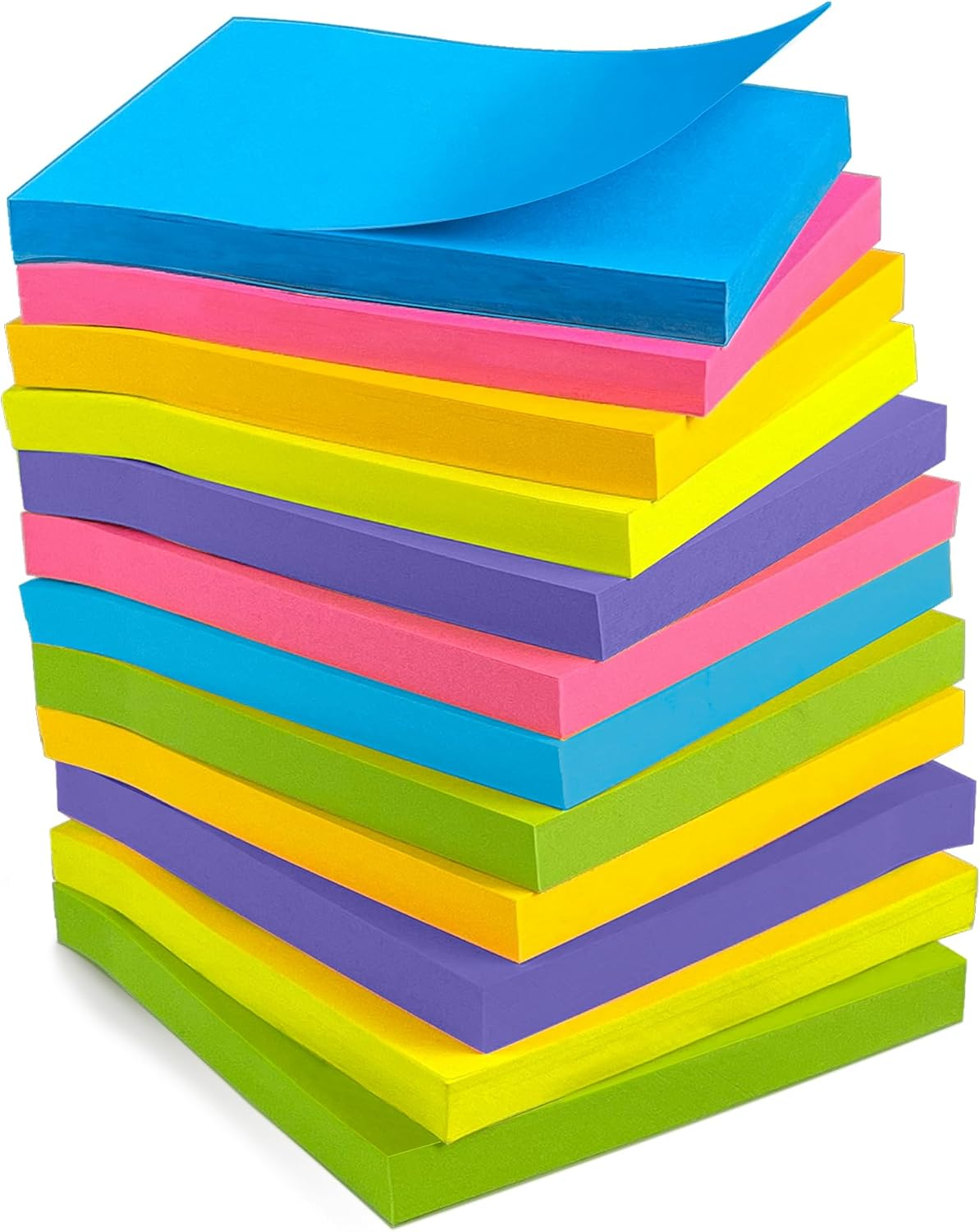 OHOME STICKY NOTES - 12 PADS, 3”X3” - COLORFUL SELF-STICK POST NOTES BULK - OFFICE DESK ACCESSORIES | TEACHER CLASSROOM MUST HAVES, AESTHETIC SCHOOL SUPPLIES FOR HOME, STOCKING STUFFERS FOR WOMEN ADULT