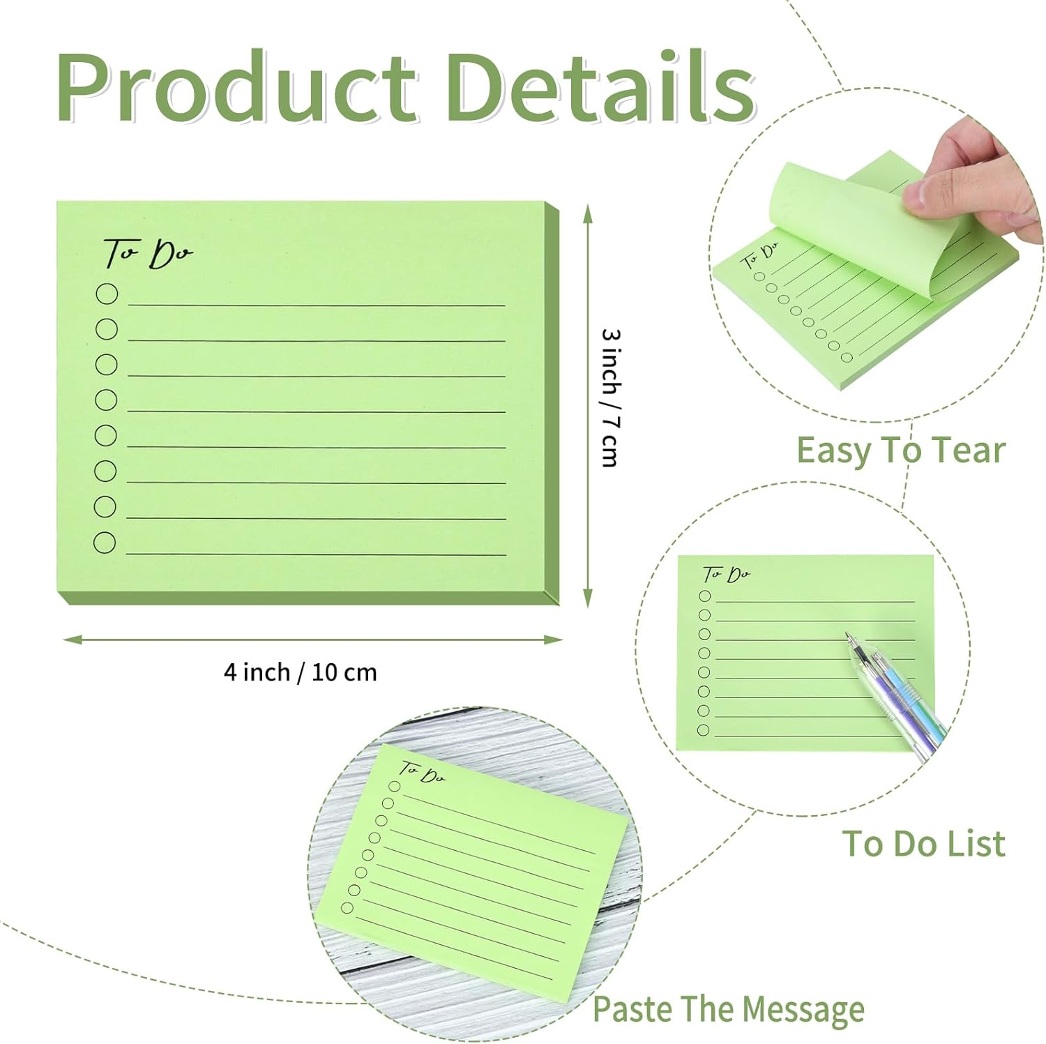 EOOUT 10 PACK LINED STICKY NOTES, 3"x4", 500 SHEETS, TO DO LIST NOTEPAD, STICKY NOTES WITH LINES, TO DO LIST PLANNER, SQUARE STICKY NOTES FOR OFFICE, MEETING, SCHOOL, HOME
