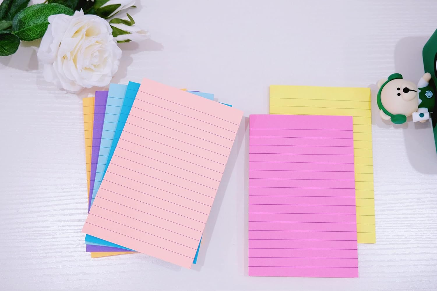 (8 PADS) LINED STICKY NOTES 4X6 IN POST, 8 COLORS SELF STICKY NOTES PAD, BRIGHT POST STICKIES COLORFUL BIG RECTANGULAR STICKY NOTES FOR OFFICE, HOME, SCHOOL, MEETING, 40 SHEETS/PAD