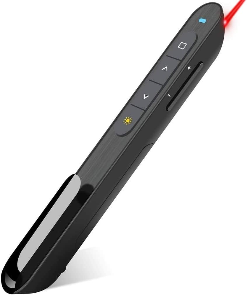 WIRELESS PRESENTER, HYPERLINK VOLUME CONTROL PRESENTATION CLICKER RF 2.4GHZ USB POWERPOINT CLICKER PRESENTATION REMOTE CONTROL POINTER SLIDE ADVANCER (BLACK)