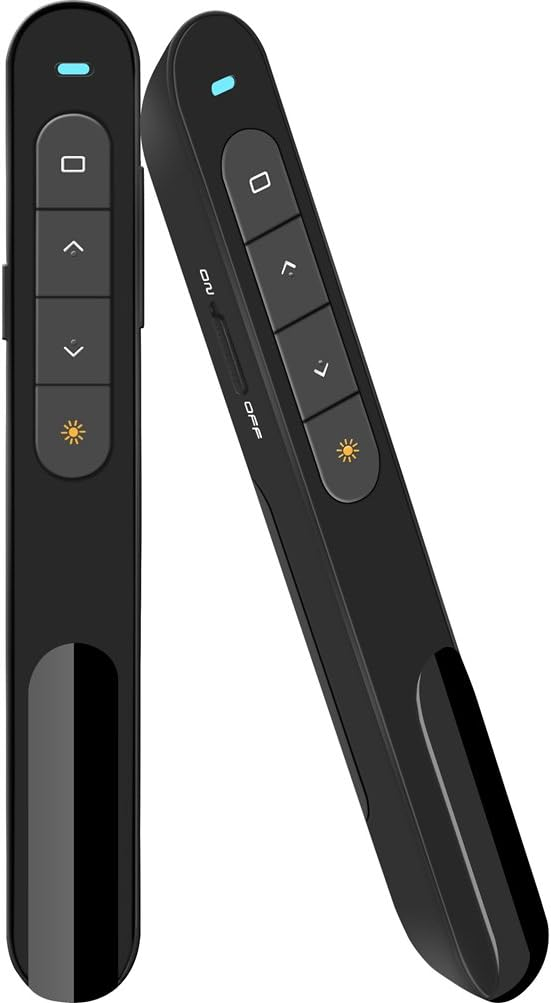 WIRELESS PRESENTER, HYPERLINK VOLUME CONTROL PRESENTATION CLICKER RF 2.4GHZ USB POWERPOINT CLICKER PRESENTATION REMOTE CONTROL POINTER SLIDE ADVANCER (BLACK)