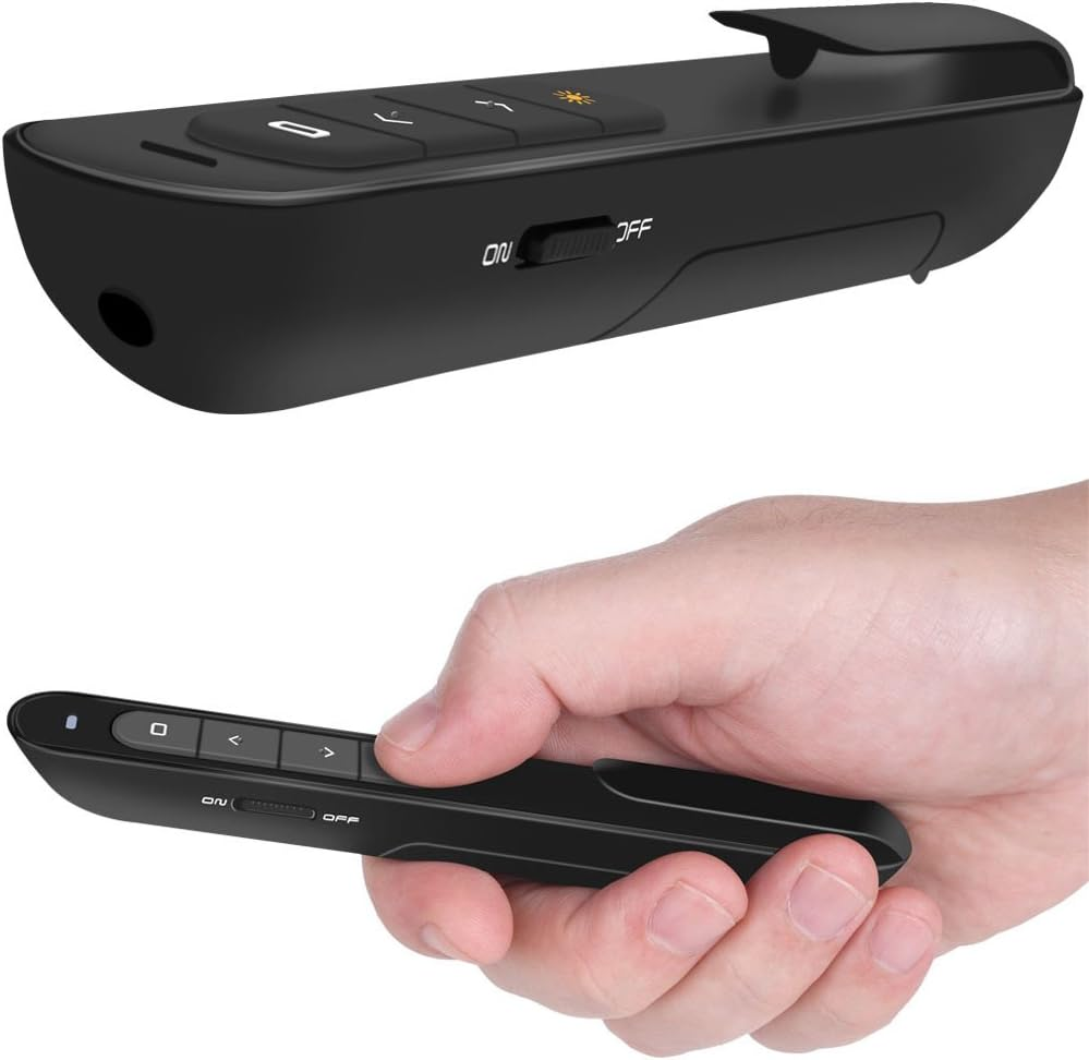 WIRELESS PRESENTER, HYPERLINK VOLUME CONTROL PRESENTATION CLICKER RF 2.4GHZ USB POWERPOINT CLICKER PRESENTATION REMOTE CONTROL POINTER SLIDE ADVANCER (BLACK)