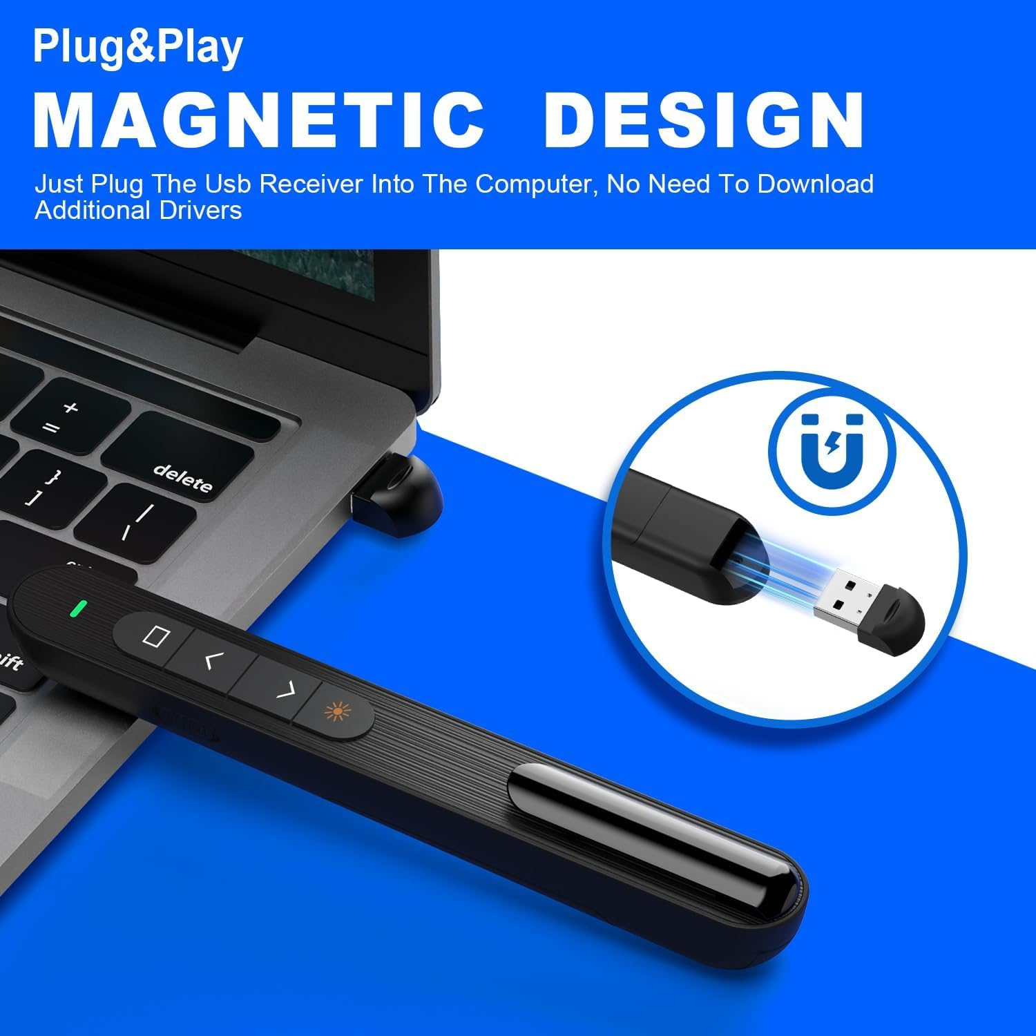 QUI PRESENTATION CLICKER, HYPERLINK VOLUME CONTROL WIRELESS PRESENTER, PPT POWERPOINT CLICKER, RF 2.4GHZ USB PRESENTATION REMOTE CONTROL POWERPOINT PRESENTATION CLICKER FOR KEYNOTE/PPT/MAC/PC